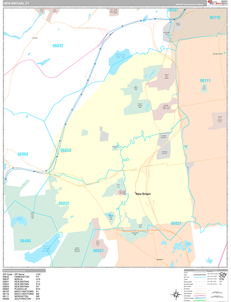 New Britain, CT Zip Code Map